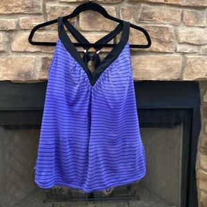Jag purple and black striped padded swimsuit top. 18W